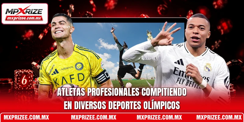 Atletas profesionales compitiendo en diversos deportes olímpicos
