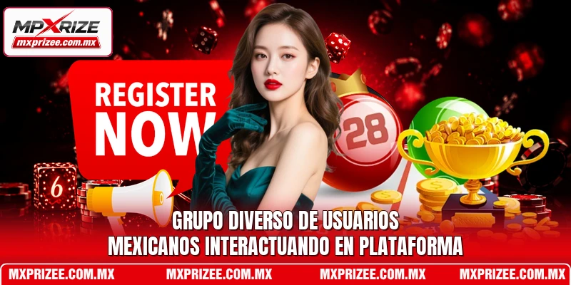 Grupo diverso de usuarios mexicanos interactuando en plataforma