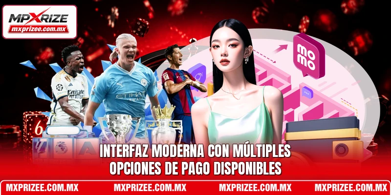 Interfaz moderna con múltiples opciones de pago disponibles
