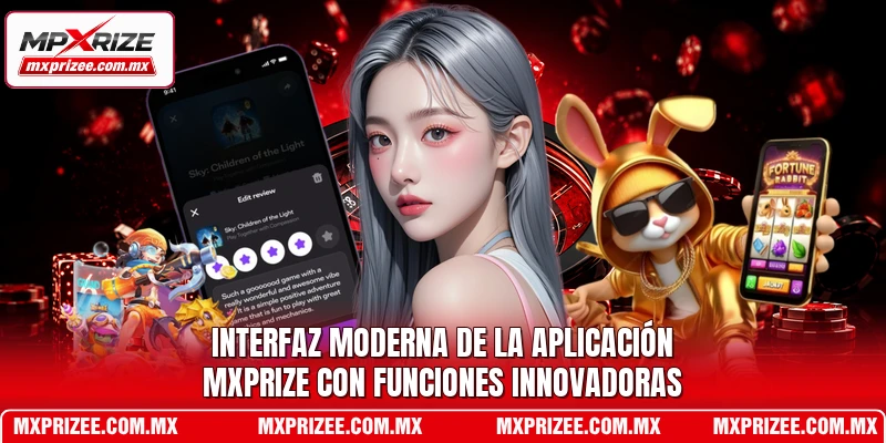 Interfaz moderna de la aplicación MXPrize con funciones innovadoras