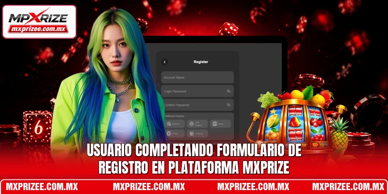 Usuario completando formulario de registro en plataforma MXPrize